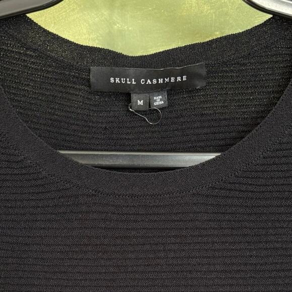 Skull Cashmere Tyrone Slash Crewneck Sweater Cutout Sleeves Black Size Medium - Picture 8 of 11